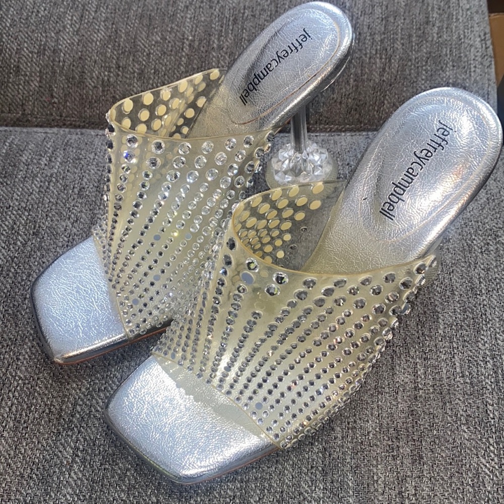 Jeffrey Campbell silver studded heels